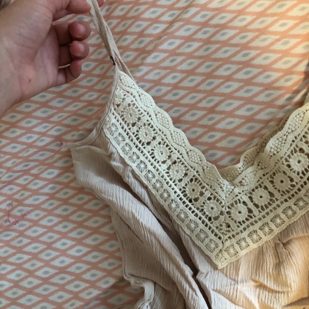 Cream / blush swimsuit cover up / sheer romper
